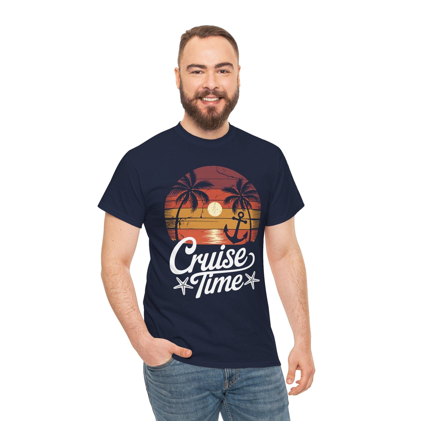 On Cruise Time Coconut Tree Graphic Summer Vacation Cruising T-shirt