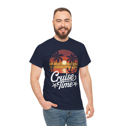 On Cruise Time Coconut Tree Graphic Summer Vacation Cruising T-shirt