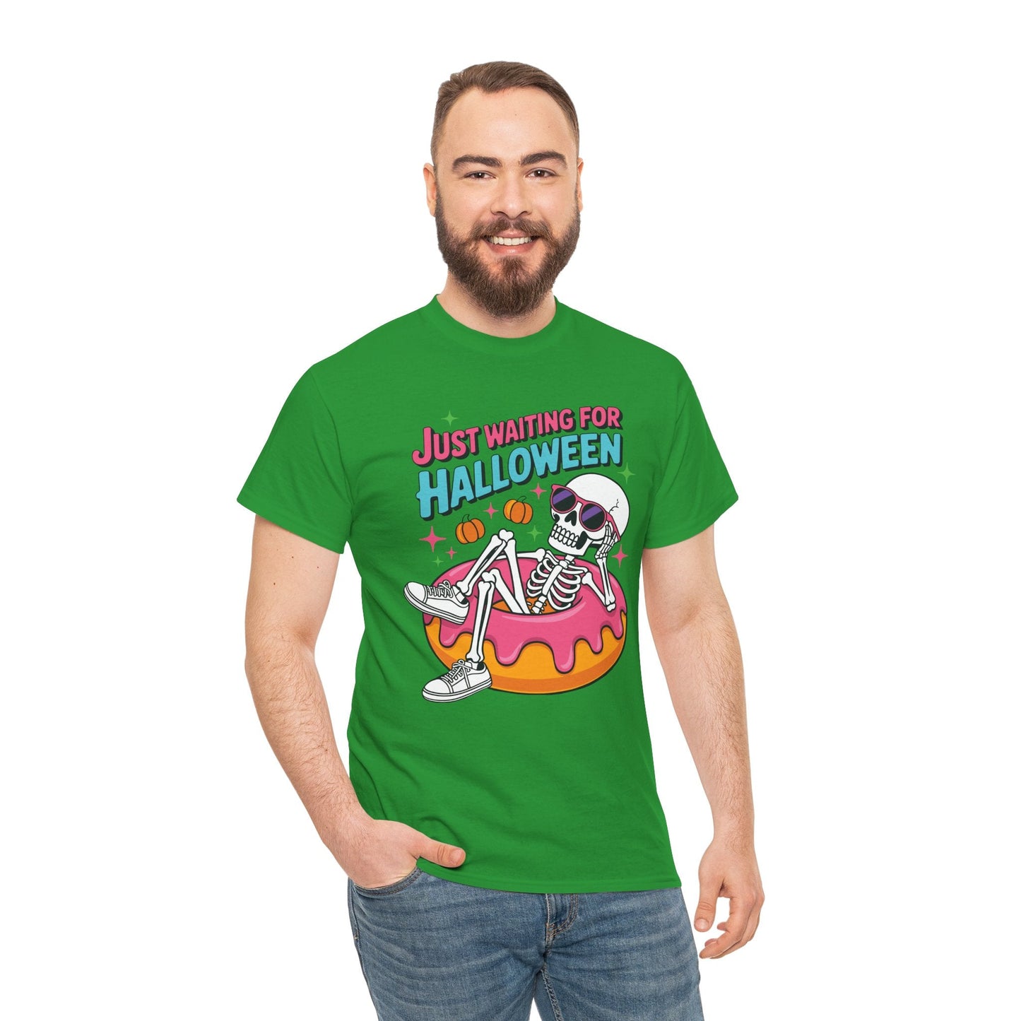 Just Waiting For Halloween Skeleton Donut Summerween Vibes T-Shirt