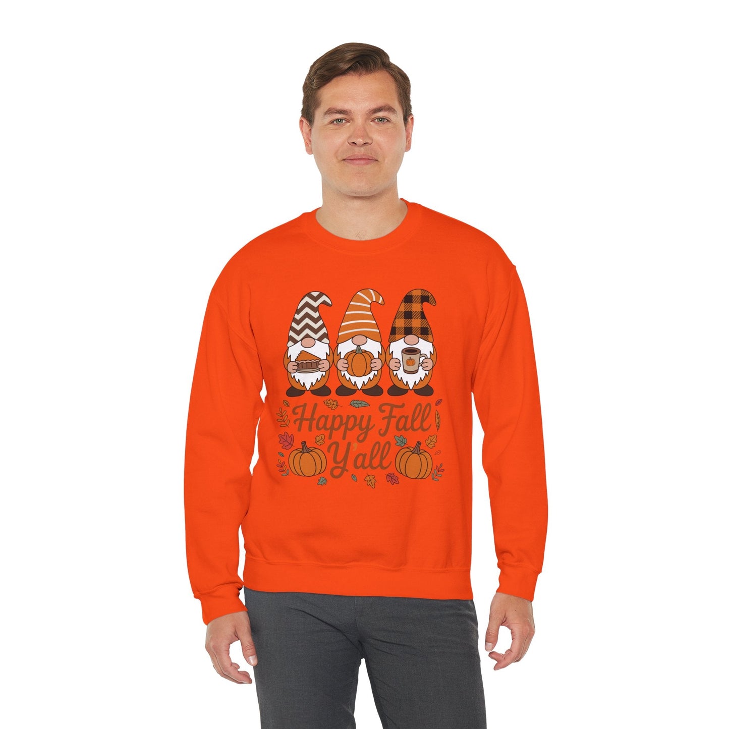 Happy Fall Y'all Gnome Pumpkin Autumn Thanksgiving Men Women Sweatshirt