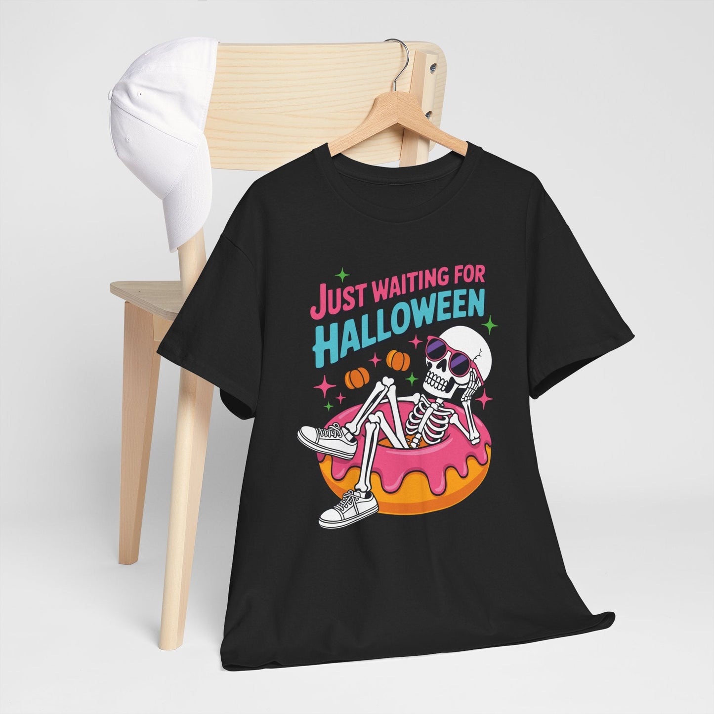 Just Waiting For Halloween Skeleton Donut Summerween Vibes T-Shirt