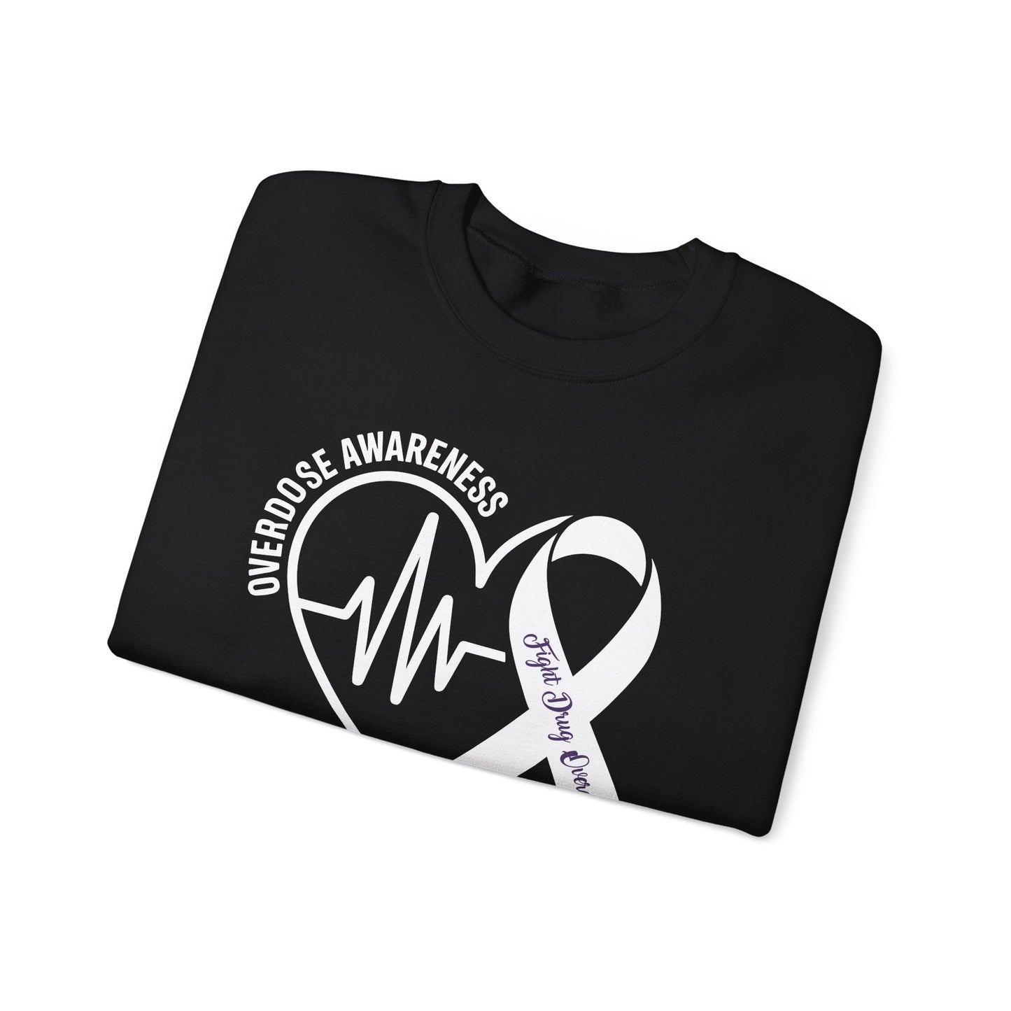 Overdose Awareness Month Heart Purple Ribbon Support Sweatshirt