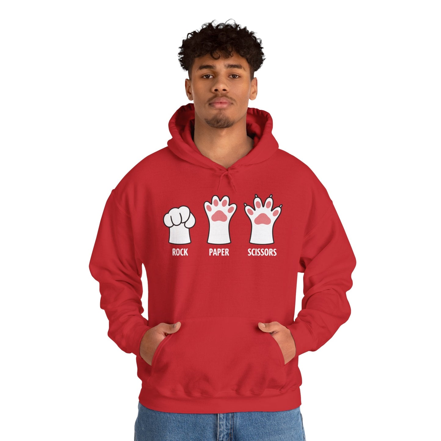 Funny  Introvert Cat Animal Rescue Rock Paper Scissors Cute Paw Cat Hoodie