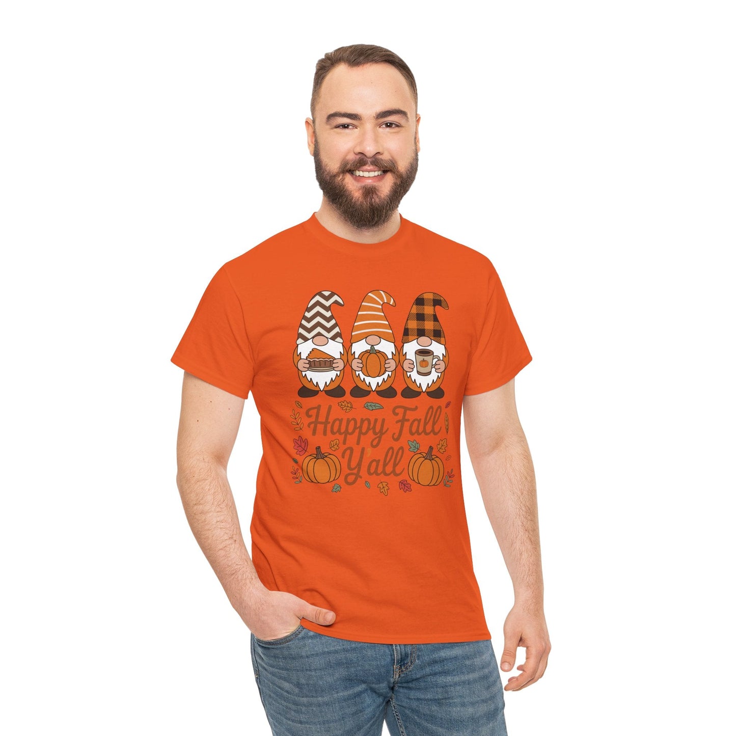 Happy Fall Y'all Gnome Pumpkin Autumn Thanksgiving Men Women T-Shirt
