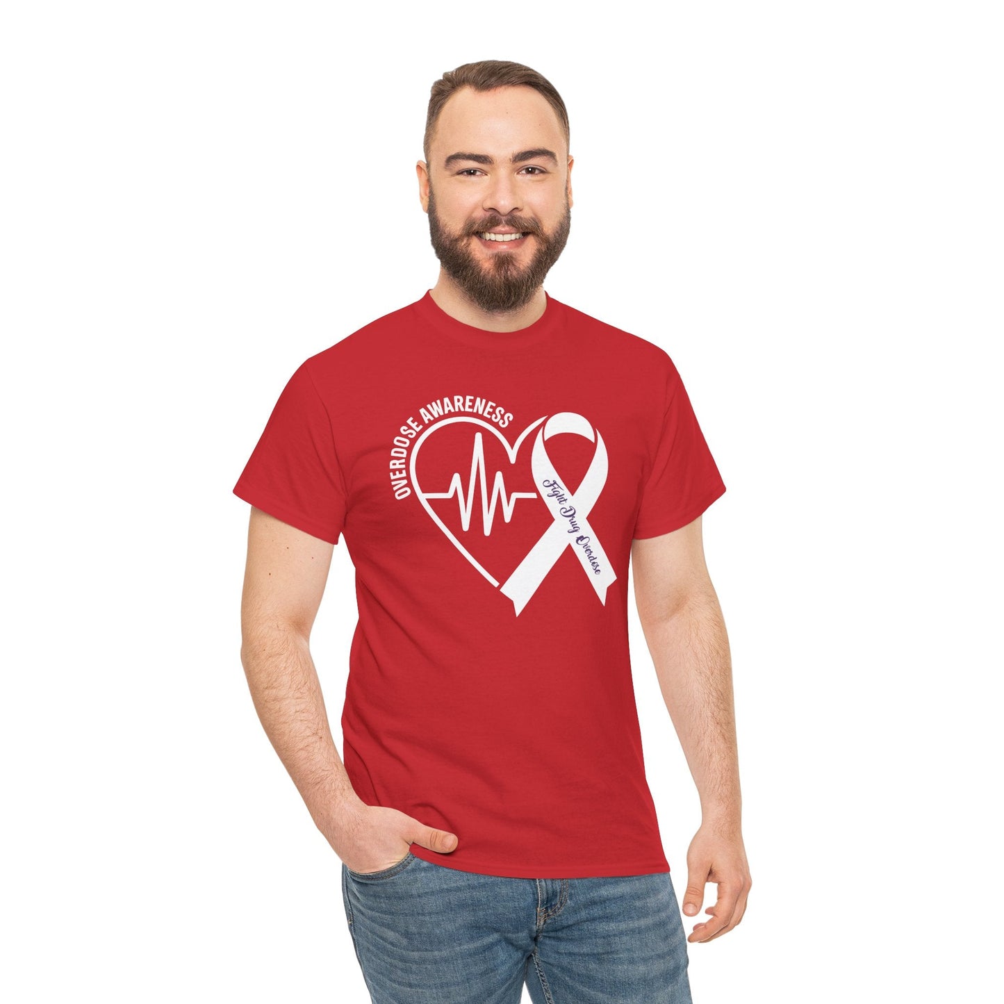 Overdose Awareness Month Heart Purple Ribbon Support T-Shirt