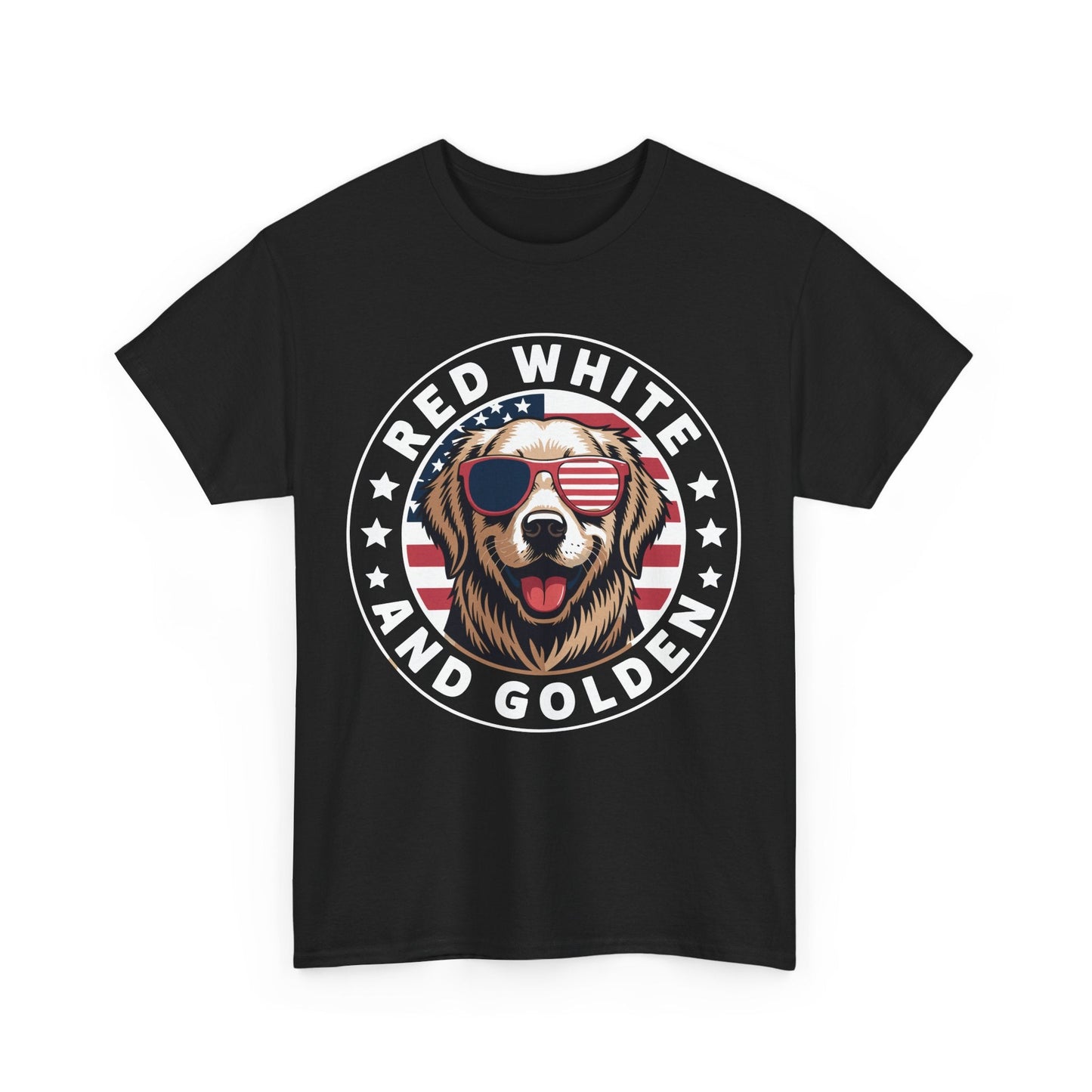 Red White Golden Retriever American Flag 4th of July Gift T-Shirt