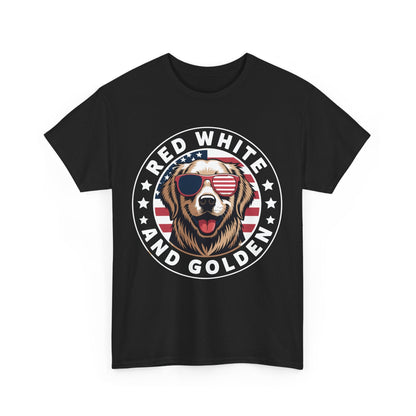 Red White Golden Retriever American Flag 4th of July Gift T-Shirt