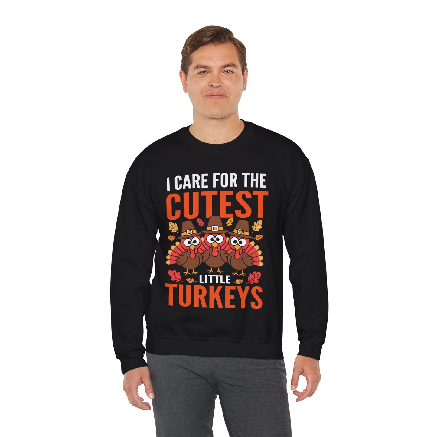 Care For Little Turkeys Nurse Fall Thanksgiving Scrub Top Sweatshirt