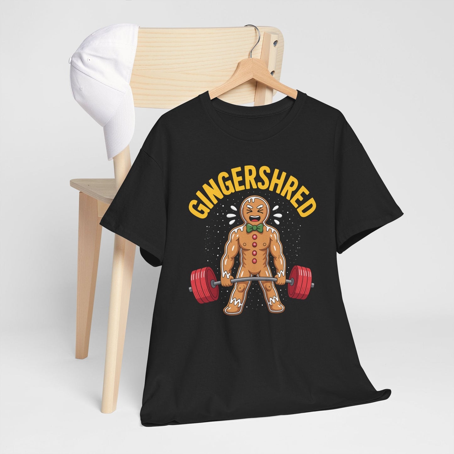 Funny Gingershred Gingerbread Man Gym Bodybuilding Christmas T-Shirt