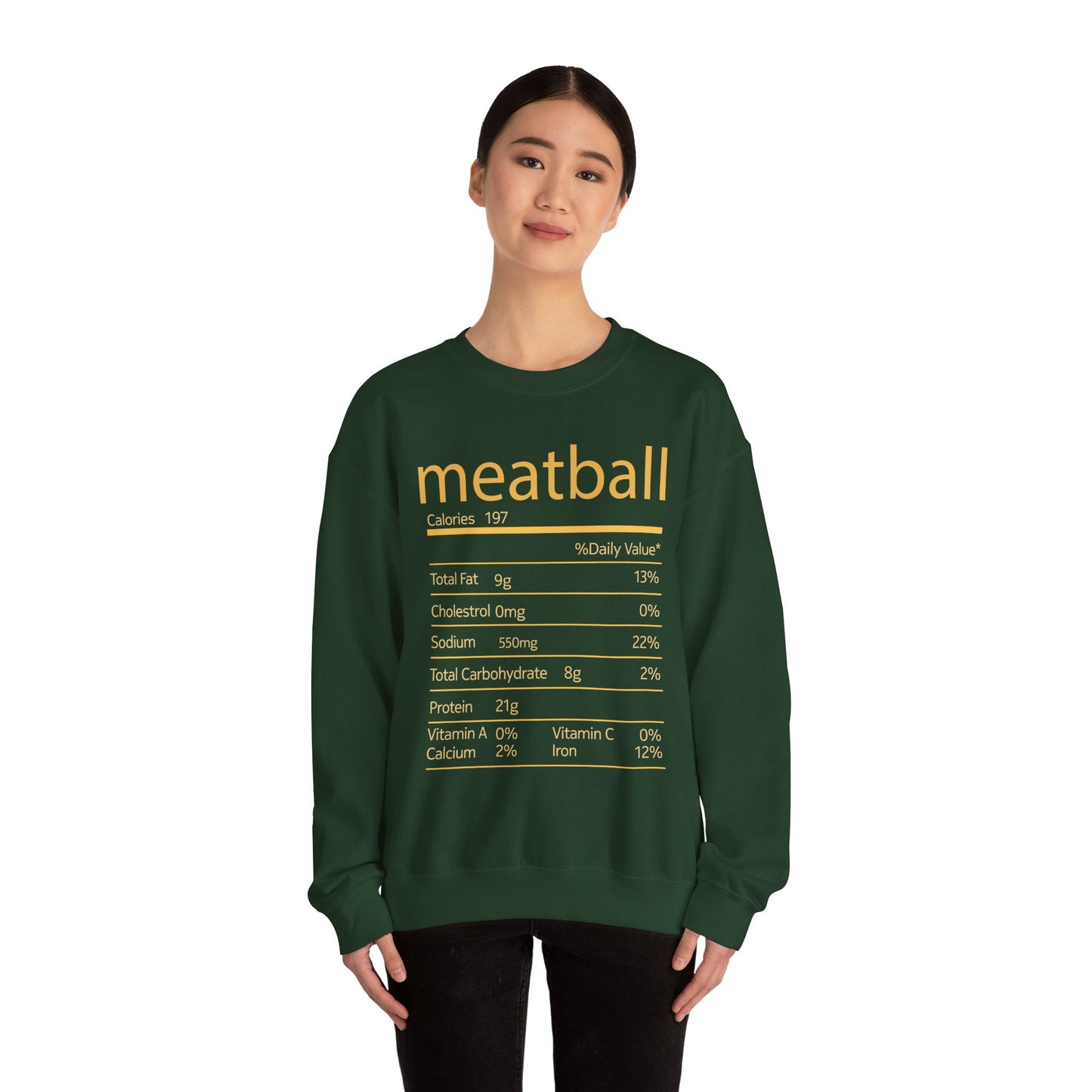 Meatball Nutrition Facts Funny Thanksgiving Christmas Sweatshirt