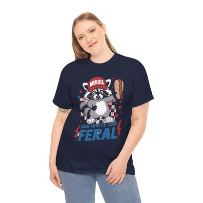 Red White And Feral Raccoon 4th of July Saying Meme T-Shirt