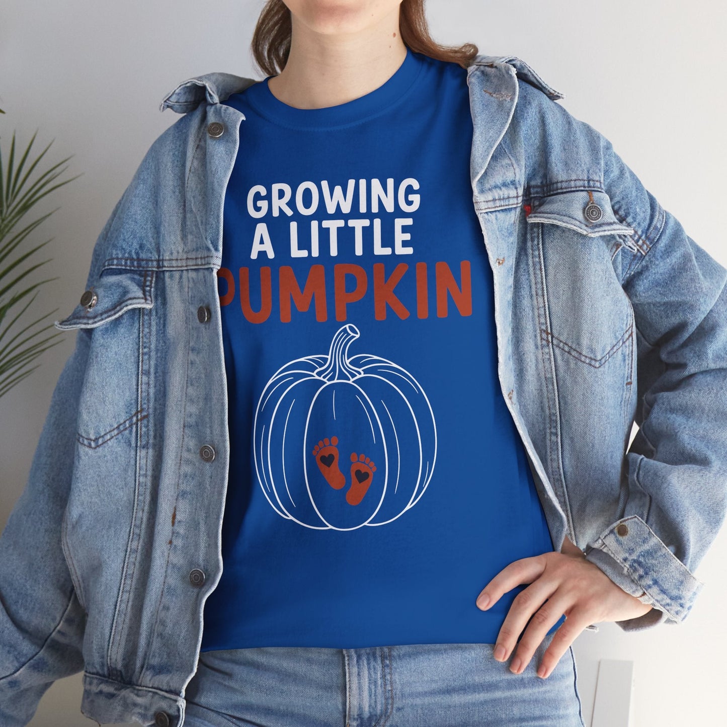 Growing A Little Pumpkin Fall Thanksgiving Baby Bump Wife T-Shirt