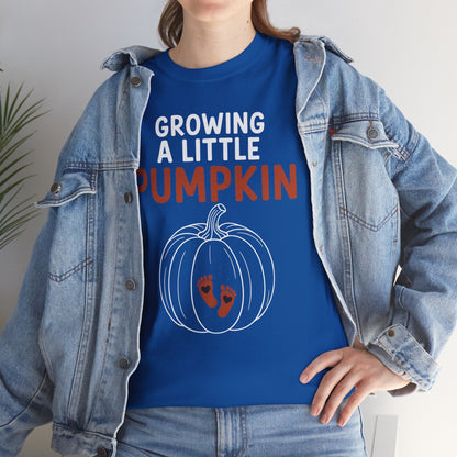 Growing A Little Pumpkin Fall Thanksgiving Baby Bump Wife T-Shirt