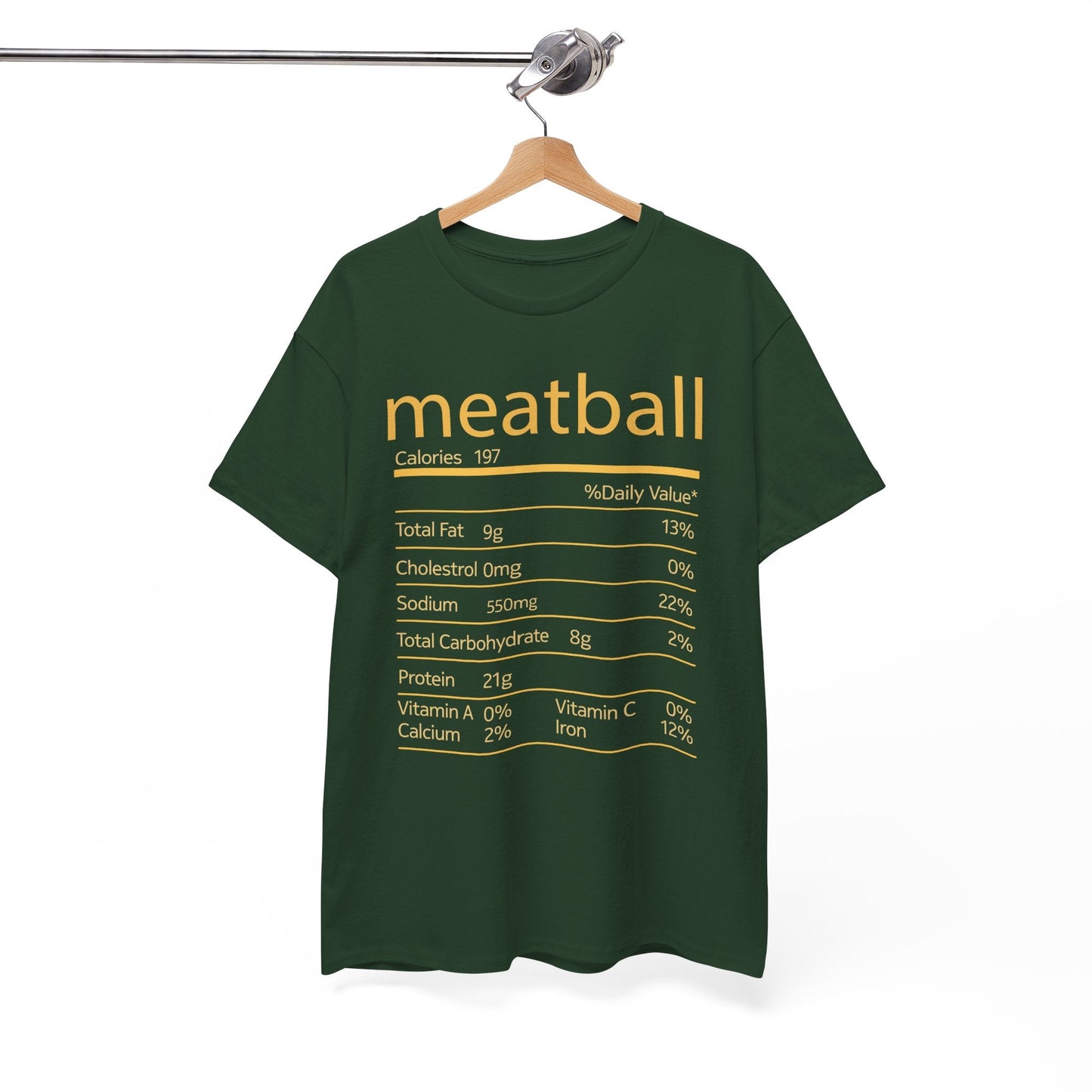 Meatball Nutrition Facts Funny Thanksgiving Christmas T-Shirt