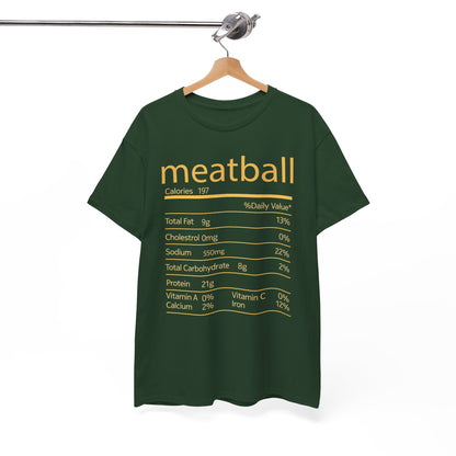 Meatball Nutrition Facts Funny Thanksgiving Christmas T-Shirt