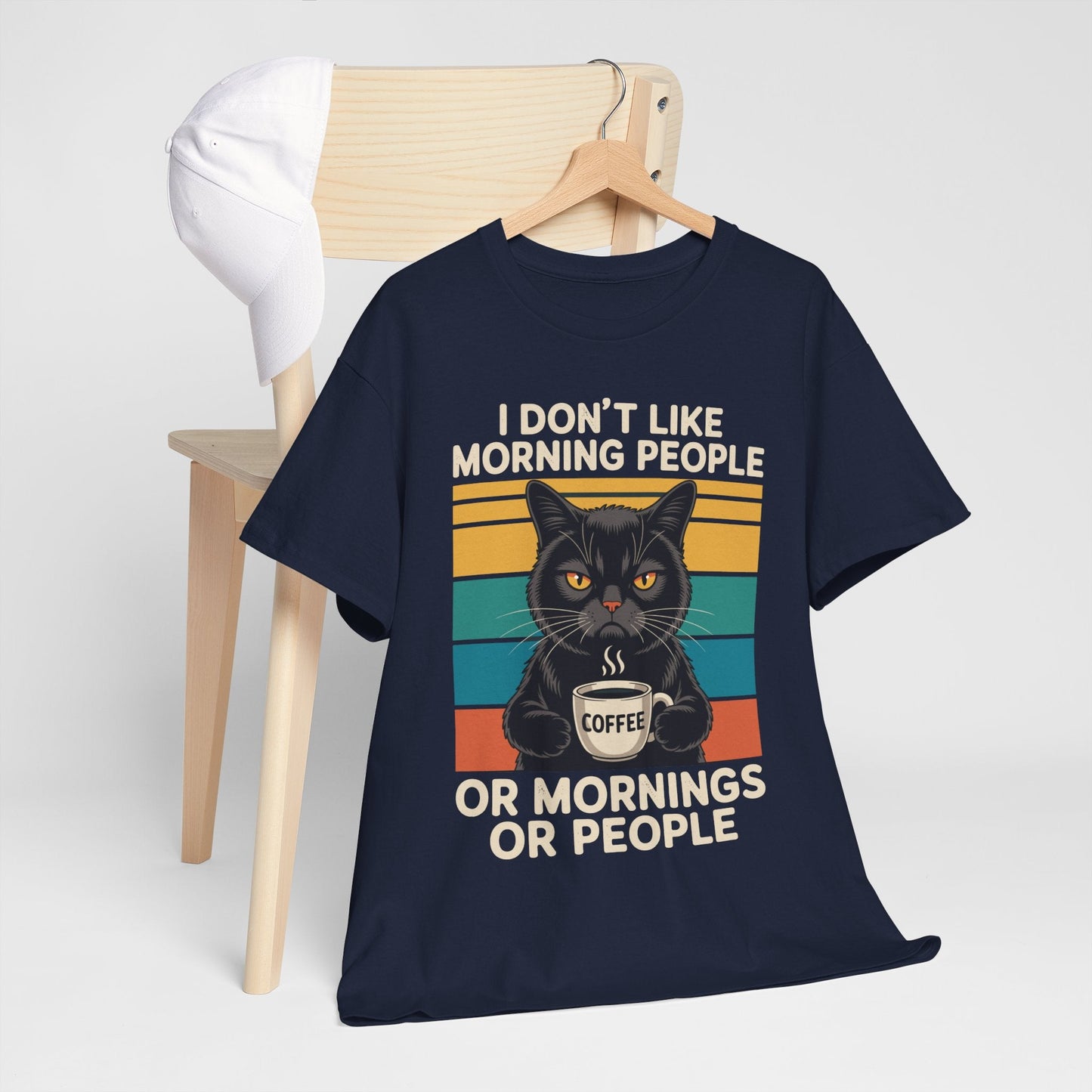 I Hate Morning People And Mornings And People Coffee Cat T-Shirt