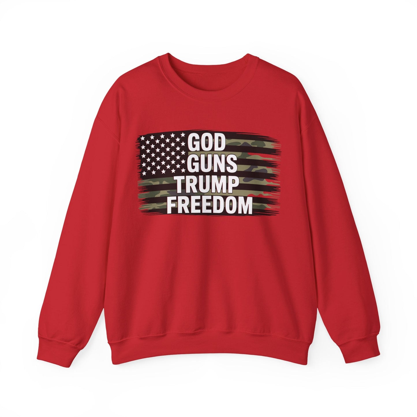 God Guns Trump Freedom Funny Camouflage Pro Gun USA Flag Sweatshirt
