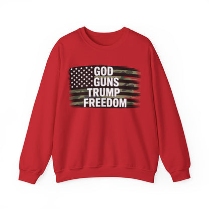 God Guns Trump Freedom Funny Camouflage Pro Gun USA Flag Sweatshirt