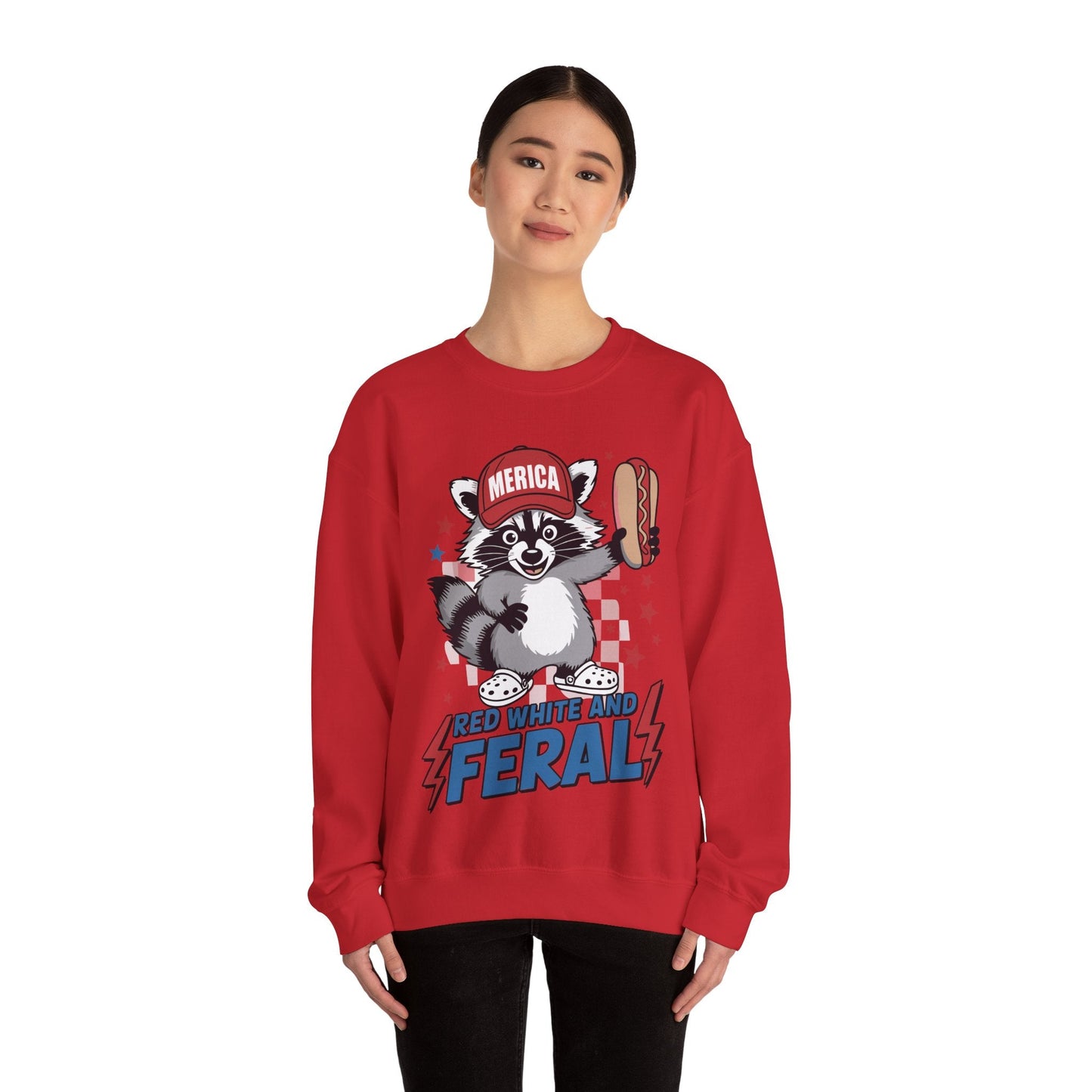 Red White And Feral Raccoon 4th of July Saying Meme Sweatshirt