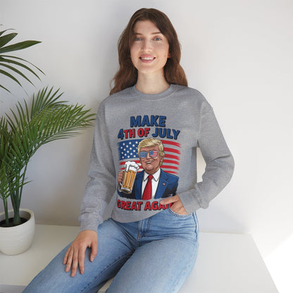 Trump Make 4th of July Great Again Men Drinking Beer Funny Sweatshirt