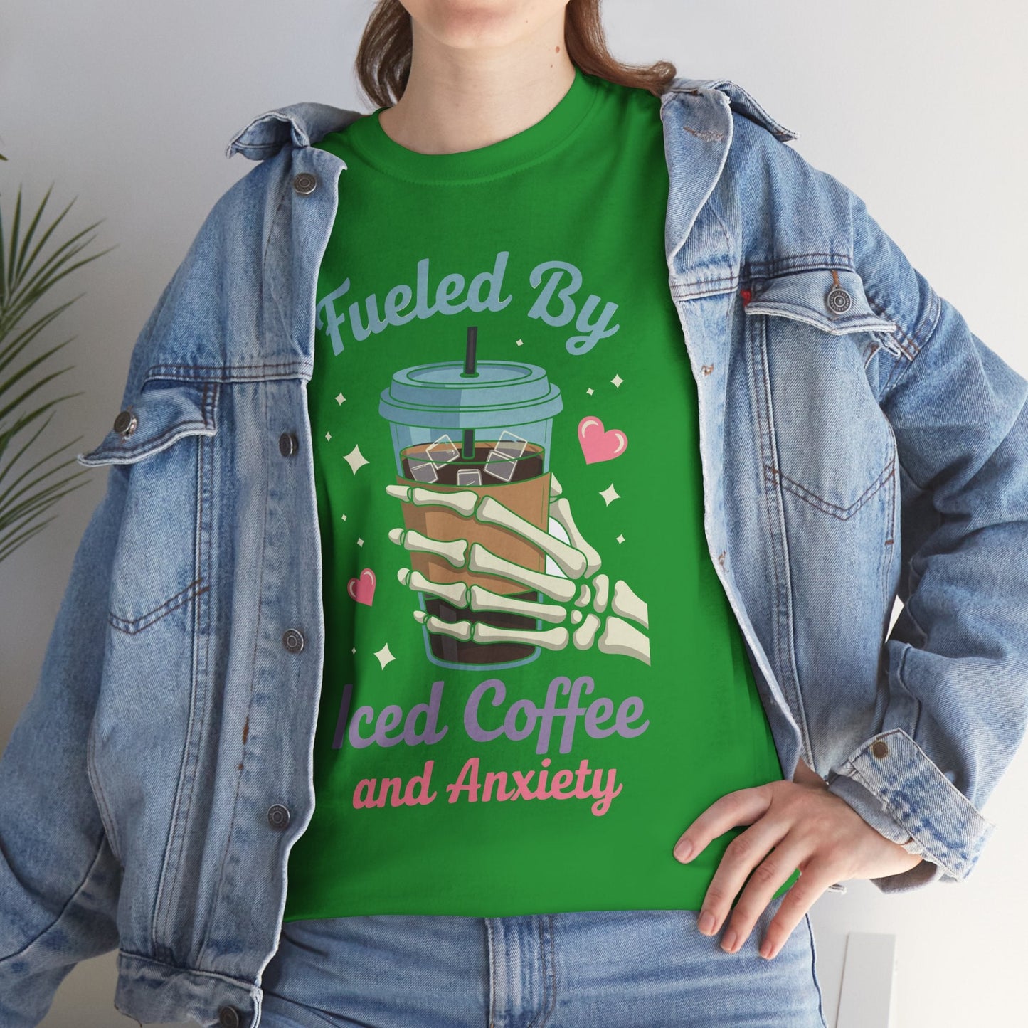 Fueled by Iced Coffee and Anxiety Funny Coffee Lover T-Shirt