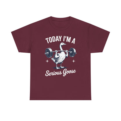 Funny Today I'm A Serious Goose Lifting Weights Gym Fitness T-Shirt