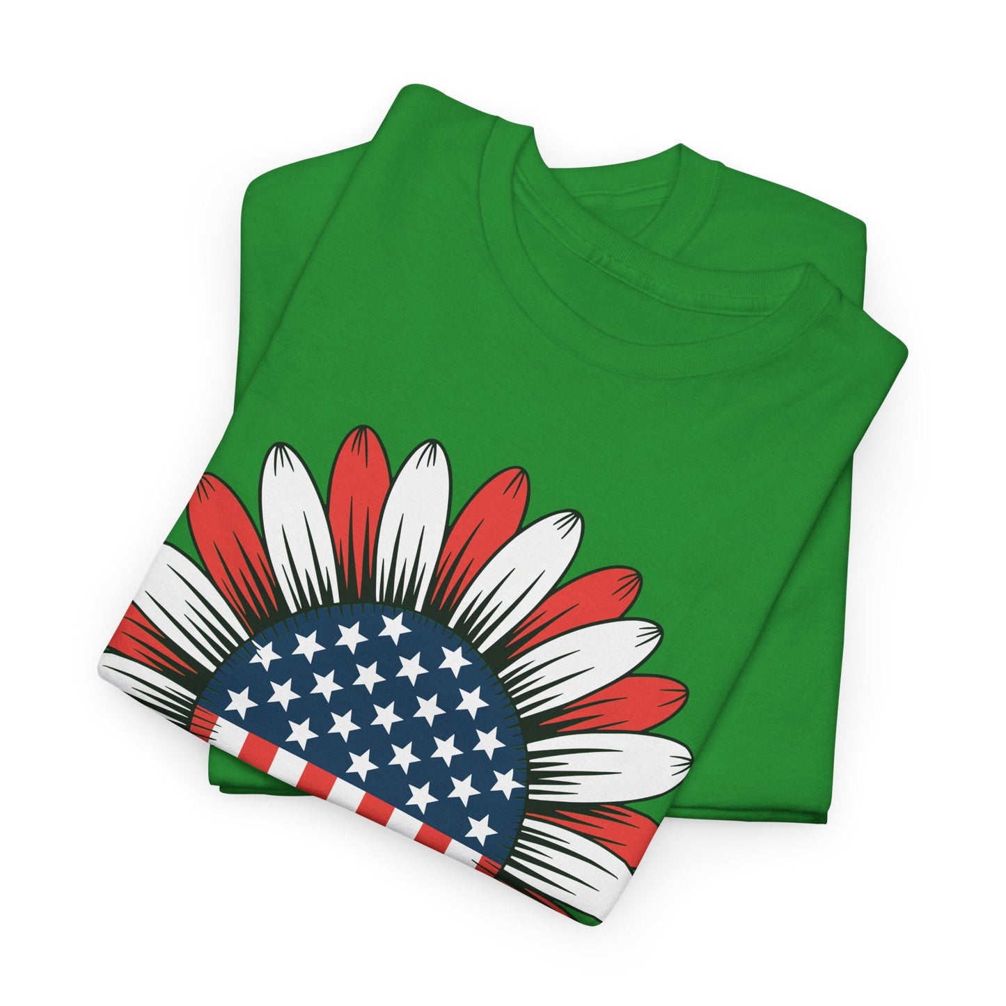 Sunflower American Flag 4th of July Women Men Merica USA T-Shirt