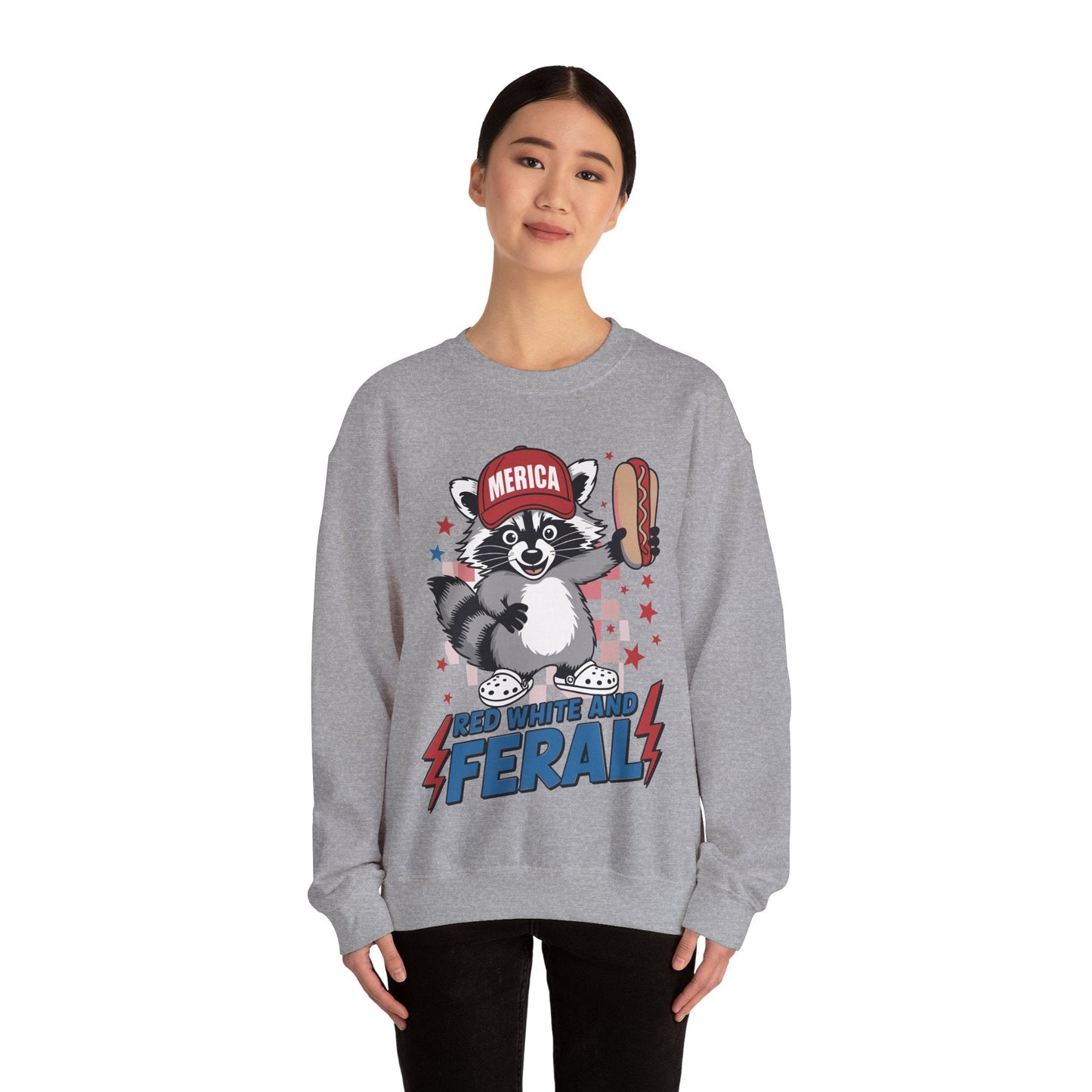 Red White And Feral Raccoon 4th of July Saying Meme Sweatshirt