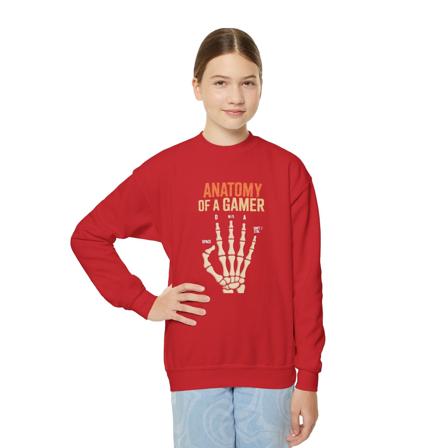 Funny Anatomy Of A Gamer Skeleton Hand Boys Kids Teens Sweatshirt