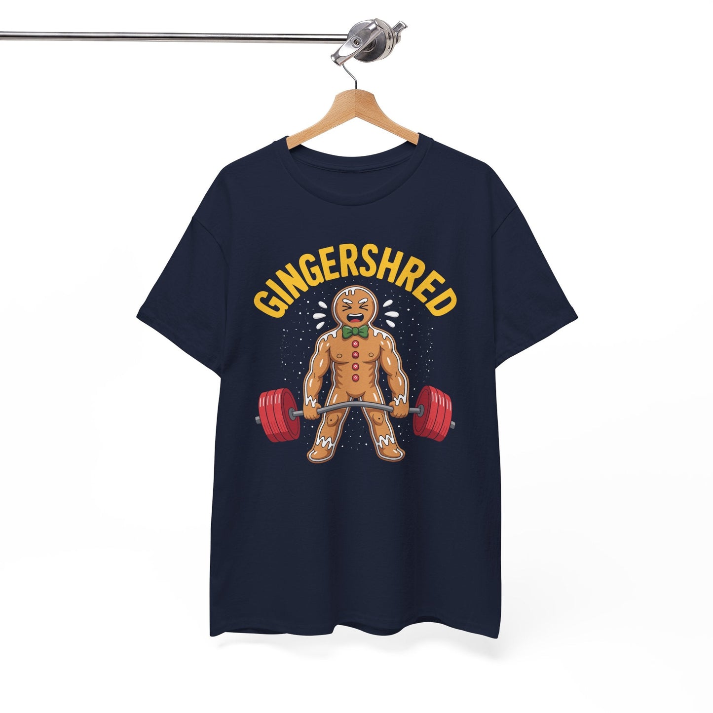 Funny Gingershred Gingerbread Man Gym Bodybuilding Christmas T-Shirt