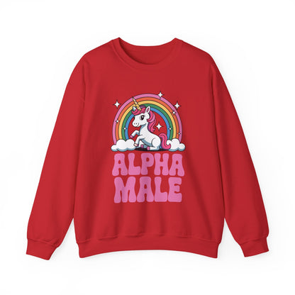 Funny Alpha Male Unicorn Sarcastic Ironic Weird Y2K Humor Sweatshirt