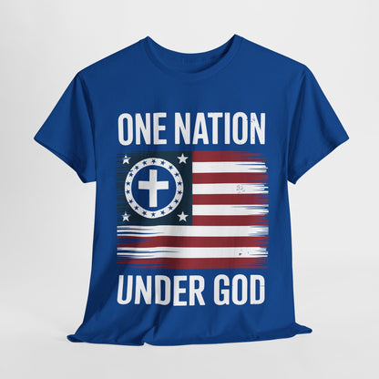 One Nation Under God Flag 4th Of July Patriotic Christian T-Shirt