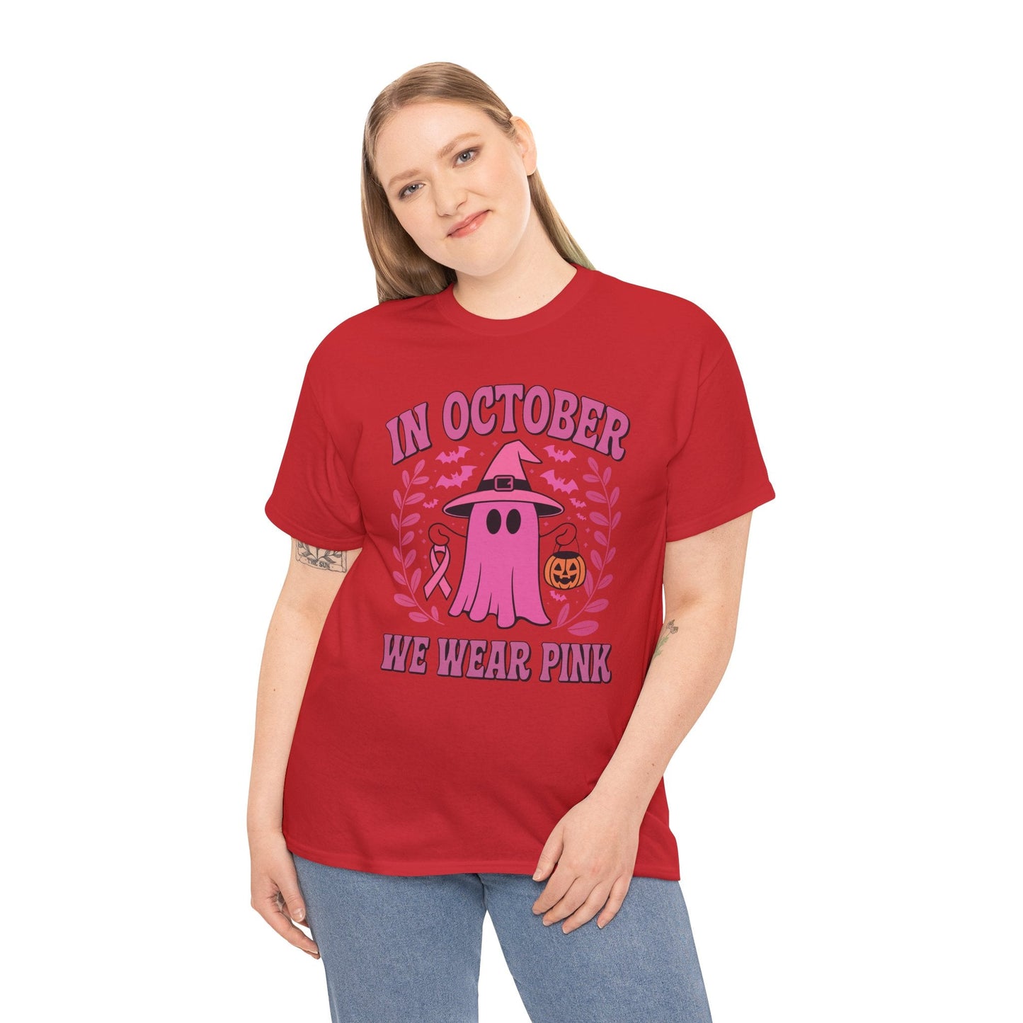 In October We Wear Pink Breast Cancer Awareness Halloween T-Shirt