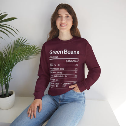 Green Beans Nutrition Facts Funny Thanksgiving Christmas Sweatshirt