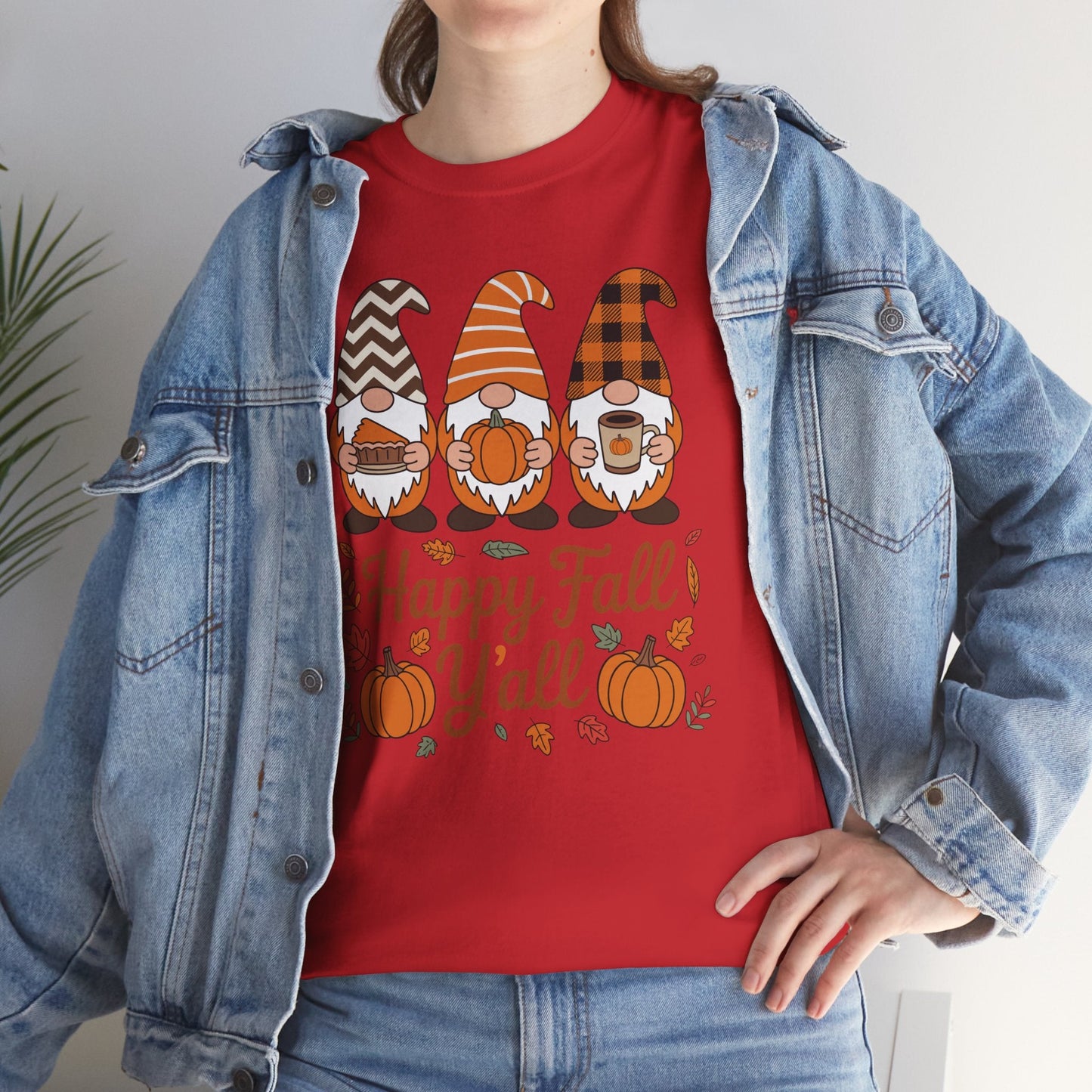 Happy Fall Y'all Gnome Pumpkin Autumn Thanksgiving Men Women T-Shirt