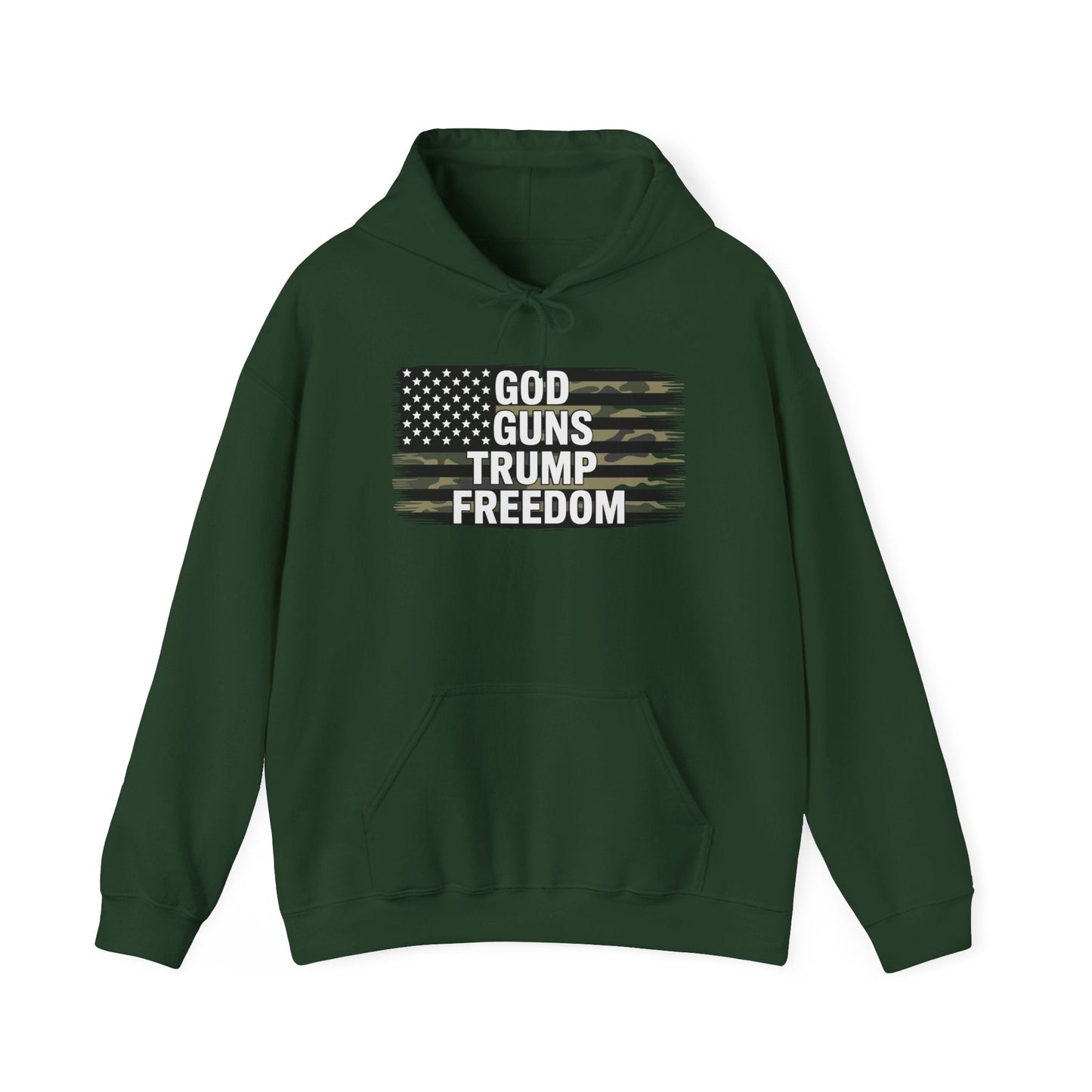 God Guns Trump Freedom Funny Camouflage Pro Gun USA Flag Hoodie