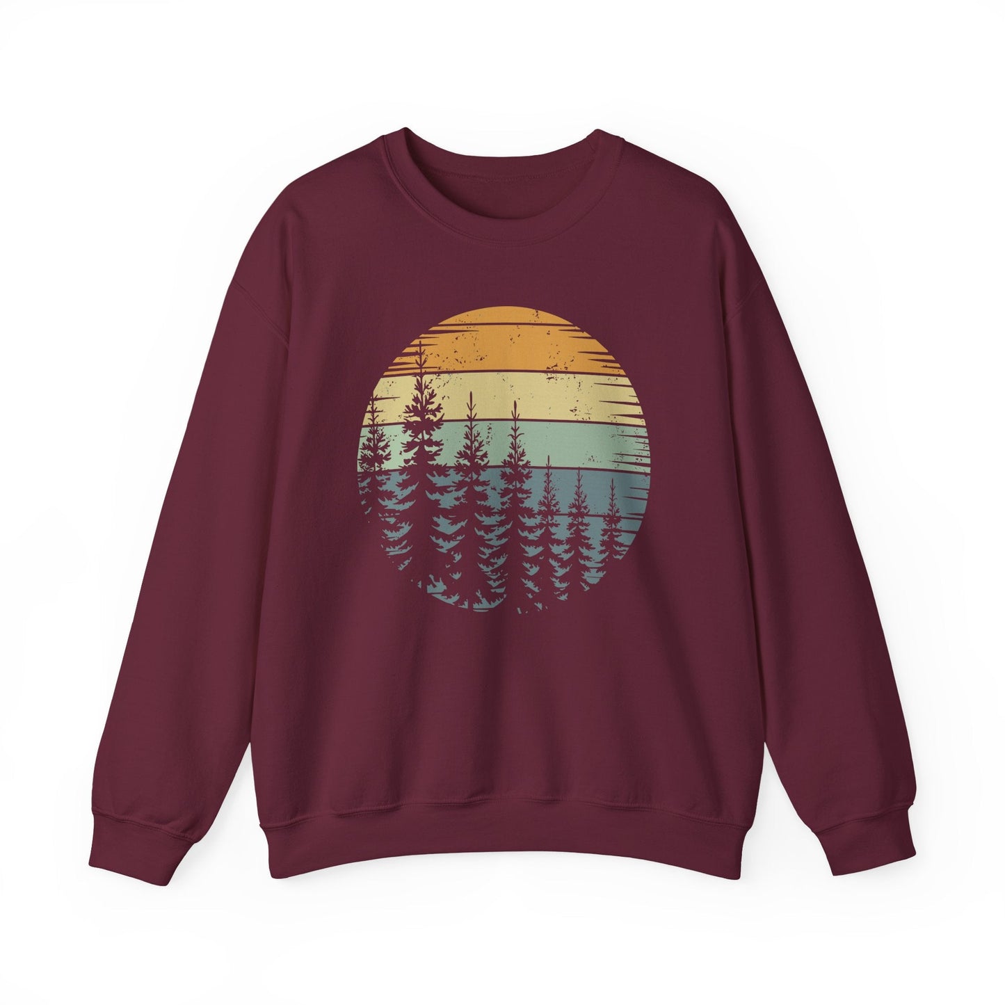 Retro Forest Trees Outdoors Nature Vintage Graphic Sweatshirt