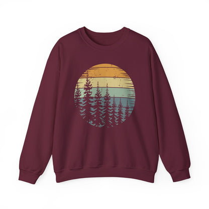 Retro Forest Trees Outdoors Nature Vintage Graphic Sweatshirt