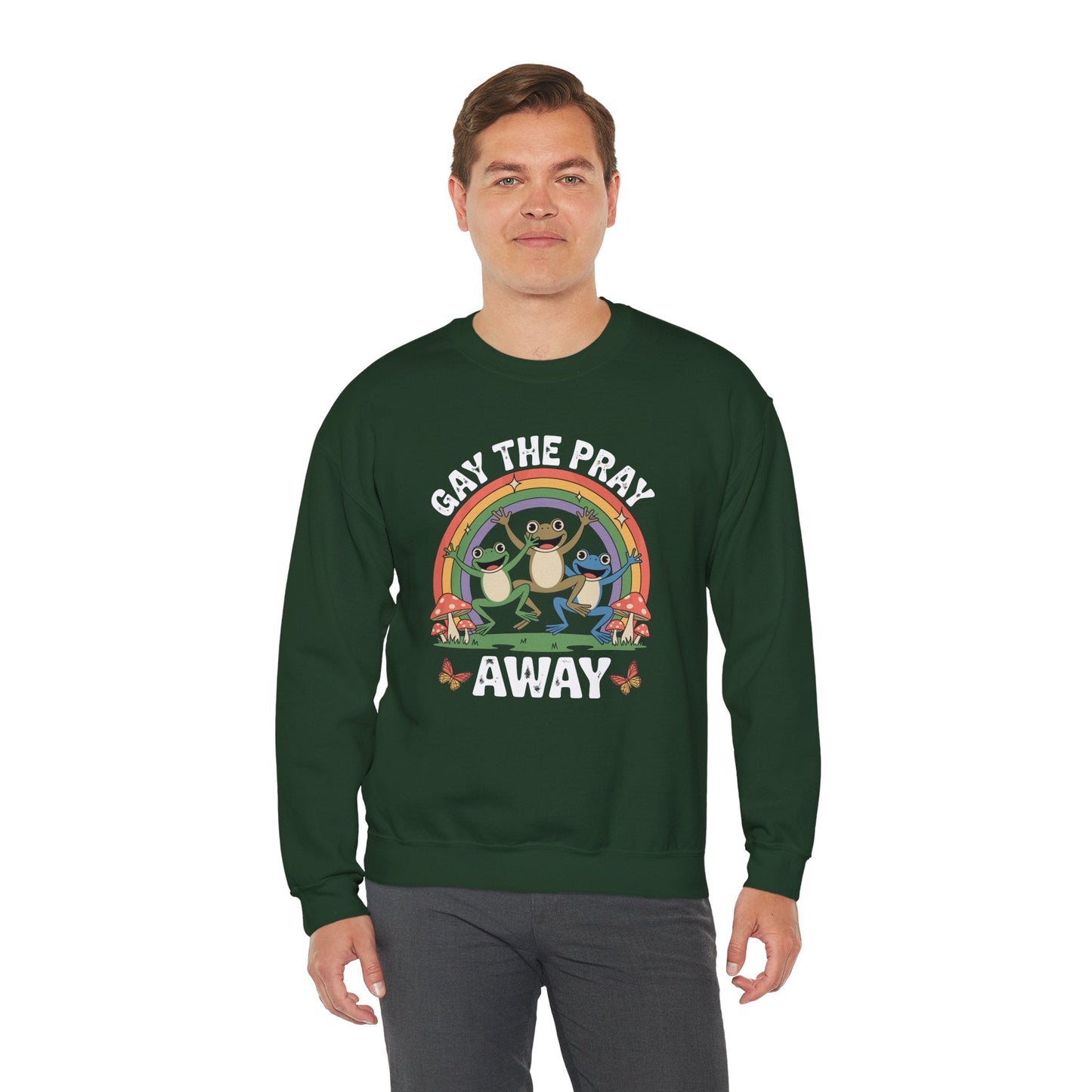 Gay The Pray Away Rainbow LGBT Pride Funny Meme Frogs Sweatshirt
