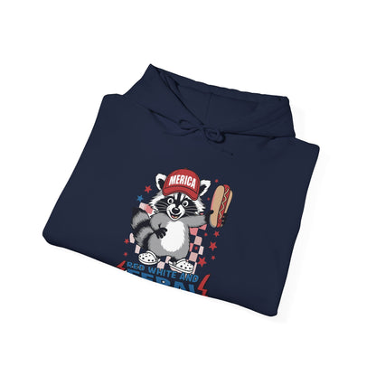 Red White And Feral Raccoon 4th of July Saying Meme Hoodie
