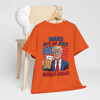 Trump Make 4th of July Great Again Men Drinking Beer Funny T-Shirt