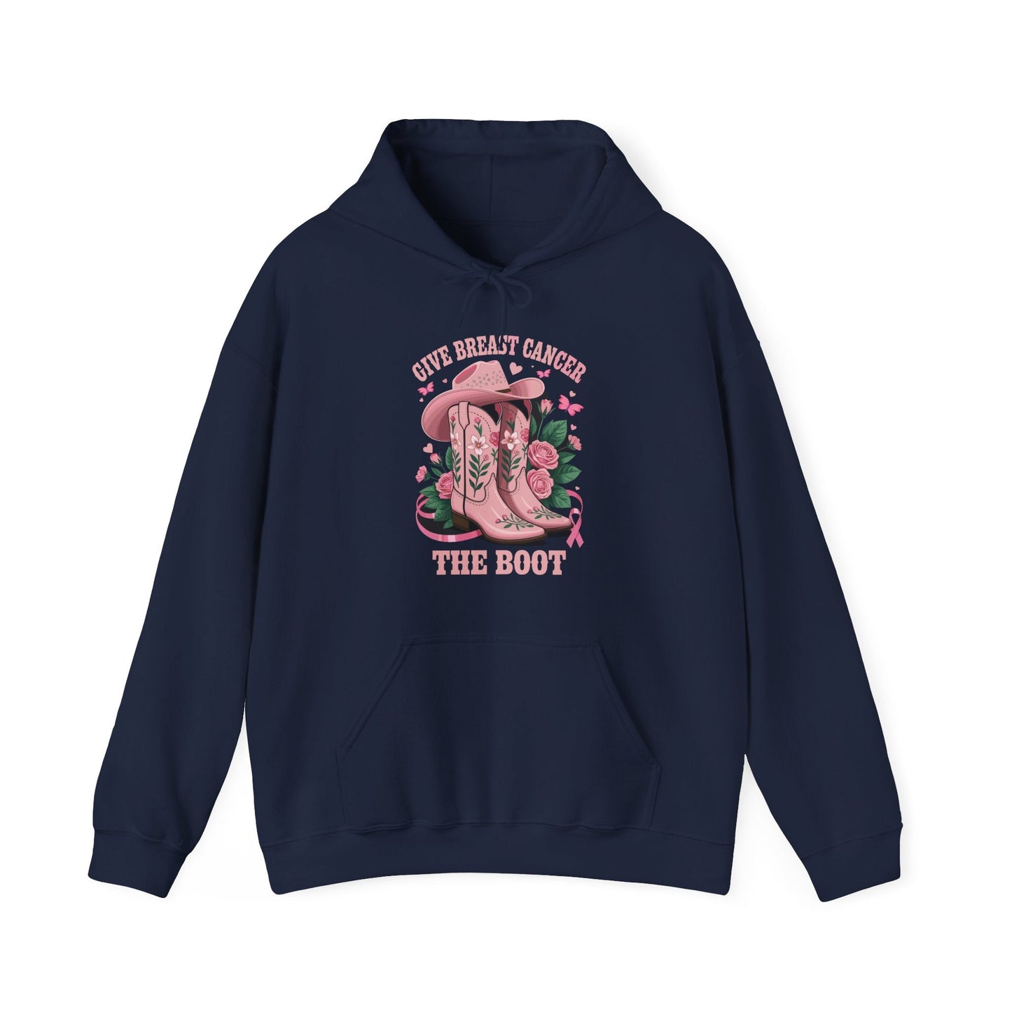 Give Breast Cancer The Boot Cowgirl Cancer Awareness Ribbon Hoodie