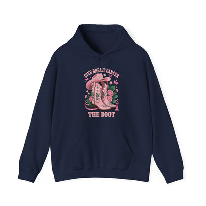 Give Breast Cancer The Boot Cowgirl Cancer Awareness Ribbon Hoodie