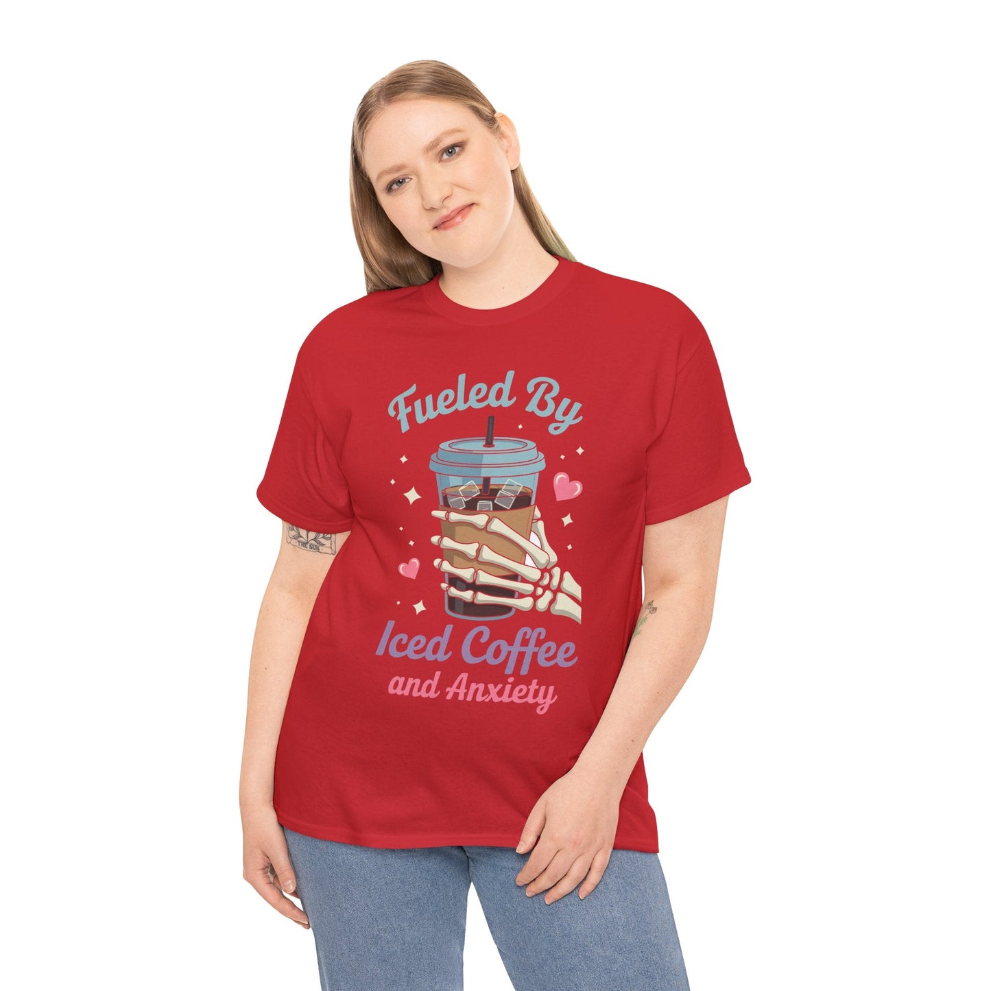Fueled by Iced Coffee and Anxiety Funny Coffee Lover T-Shirt