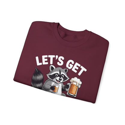 Funny Let's Get Trashed Raccoon Meme Humor Beer Drinking Sweatshirt