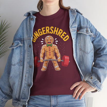 Funny Gingershred Gingerbread Man Gym Bodybuilding Christmas T-Shirt