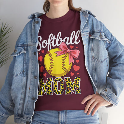 Softball Mom Headband Leopard Softball Ball Mothers Day Mama T-Shirt