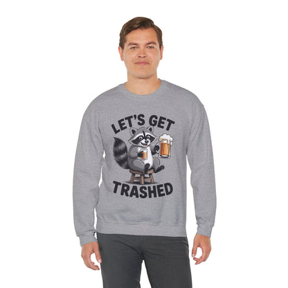 Funny Let's Get Trashed Raccoon Meme Humor Beer Drinking Sweatshirt