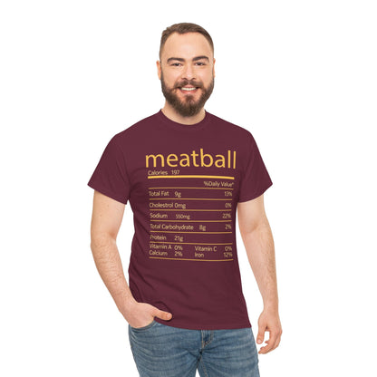 Meatball Nutrition Facts Funny Thanksgiving Christmas T-Shirt