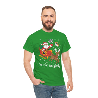 Cats For Everybody Christmas Cat Funny Xmas Women Santa T-Shirt